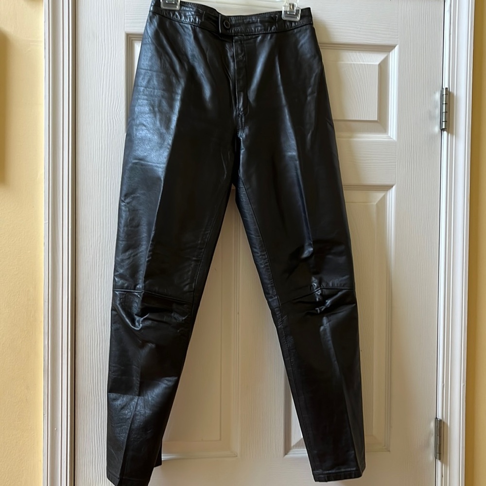 Vintage 100% Genuine Leather Pants, Black, Size 9/10.